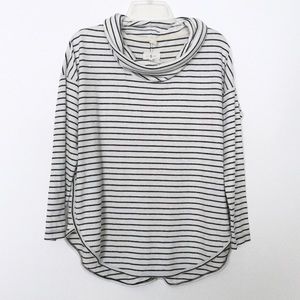 Lou & Grey Black/ White Striped Cowl Neck Top
